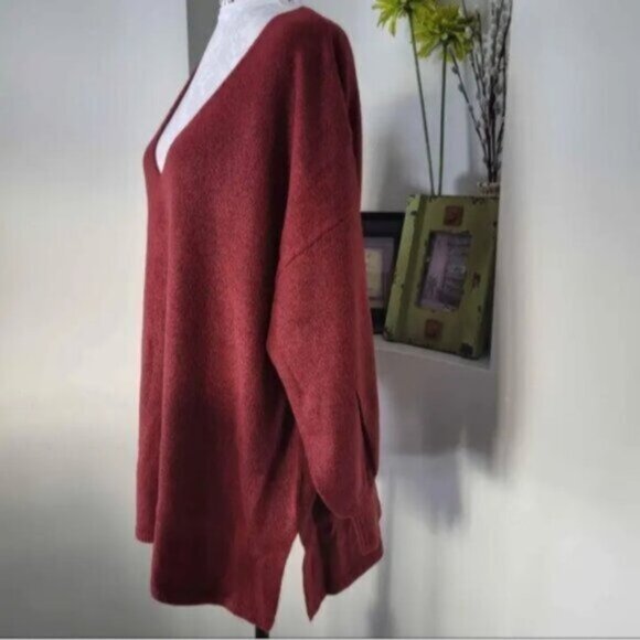Puff Sleave Red V Neck Sweater Sz 3X New - Picture 4 of 9